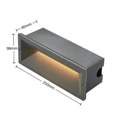 Lucande LED wand inbouwlamp Jaano, antraciet, aluminium, IP65