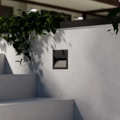 Lucande LED wand inbouwlamp Loya, 11,5x11,5 cm, grijs, IP54