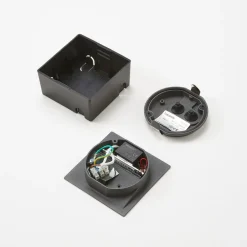 Lucande LED wand inbouwlamp Loya, 11,5x11,5 cm, grijs, IP54