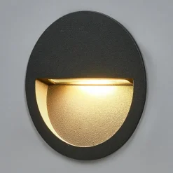 Lucande LED wand inbouwlamp Loya, Ø 11,5 cm, grijs, IP54