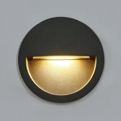 Lucande LED wand inbouwlamp Loya, Ø 11,5 cm, grijs, IP54