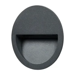 Lucande LED wand inbouwlamp Loya, Ø 11,5 cm, grijs, IP54