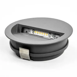 Lucande LED wand inbouwlamp Loya, Ø 11,5 cm, grijs, IP54