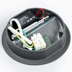 Lucande LED wand inbouwlamp Loya, Ø 11,5 cm, grijs, IP54