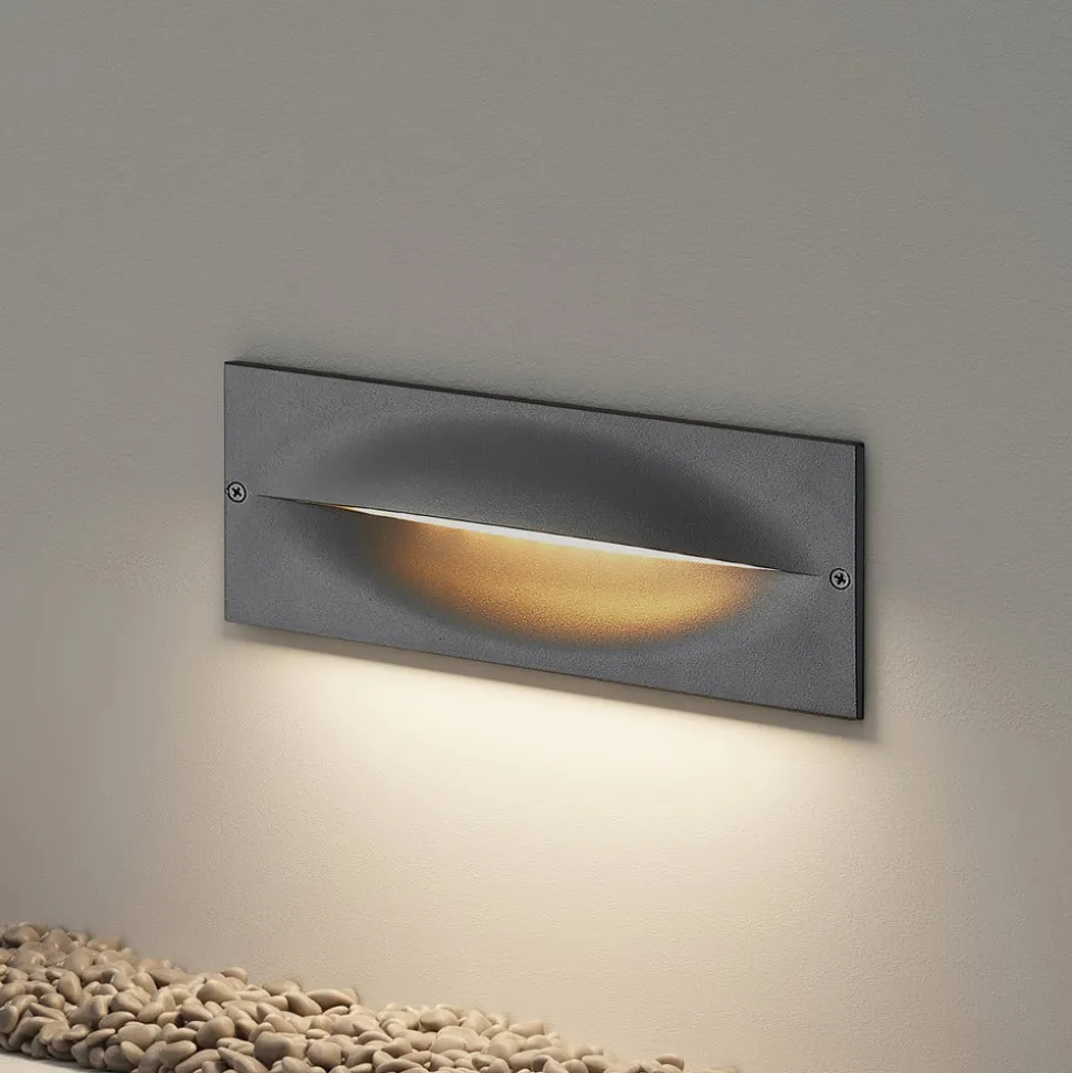 Lucande LED wand inbouwlamp Zandro, 25 cm, antraciet, IP65