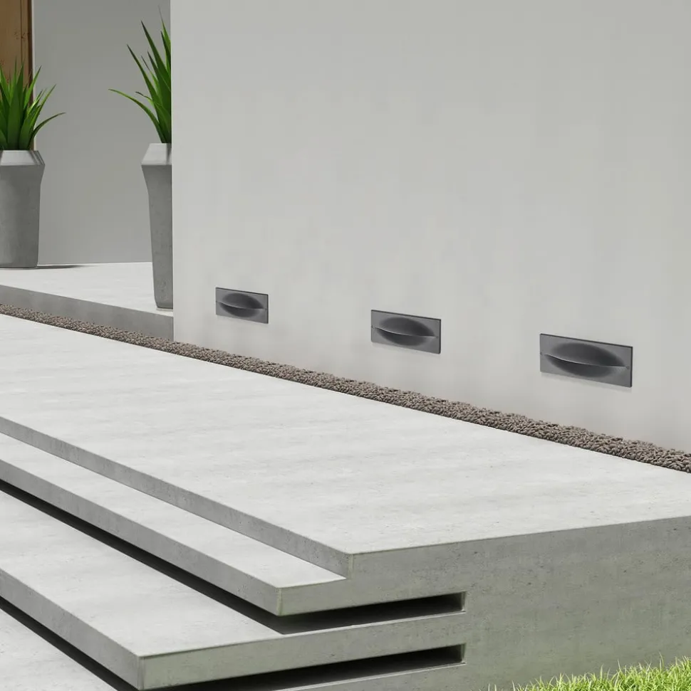 Lucande LED wand inbouwlamp Zandro, 25 cm, antraciet, IP65