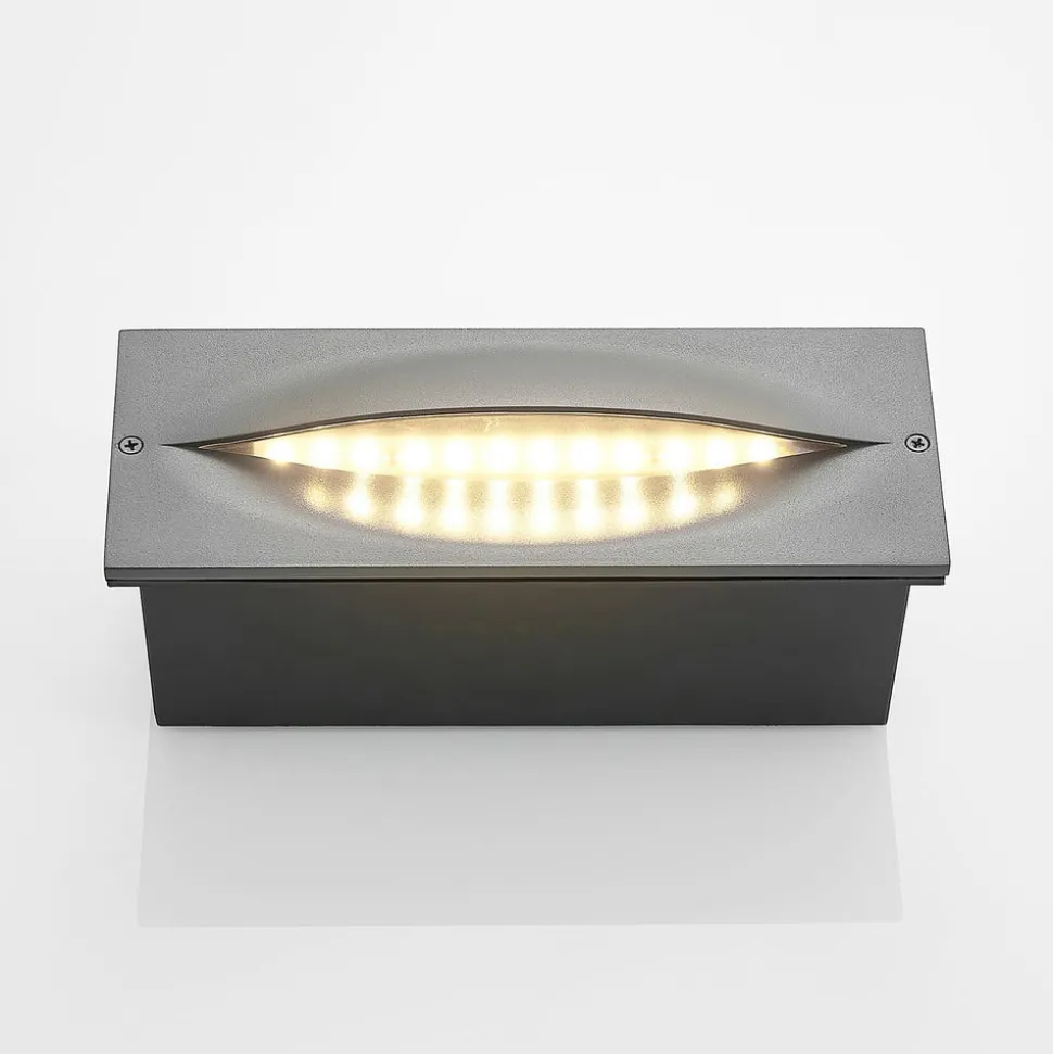 Lucande LED wand inbouwlamp Zandro, 25 cm, antraciet, IP65