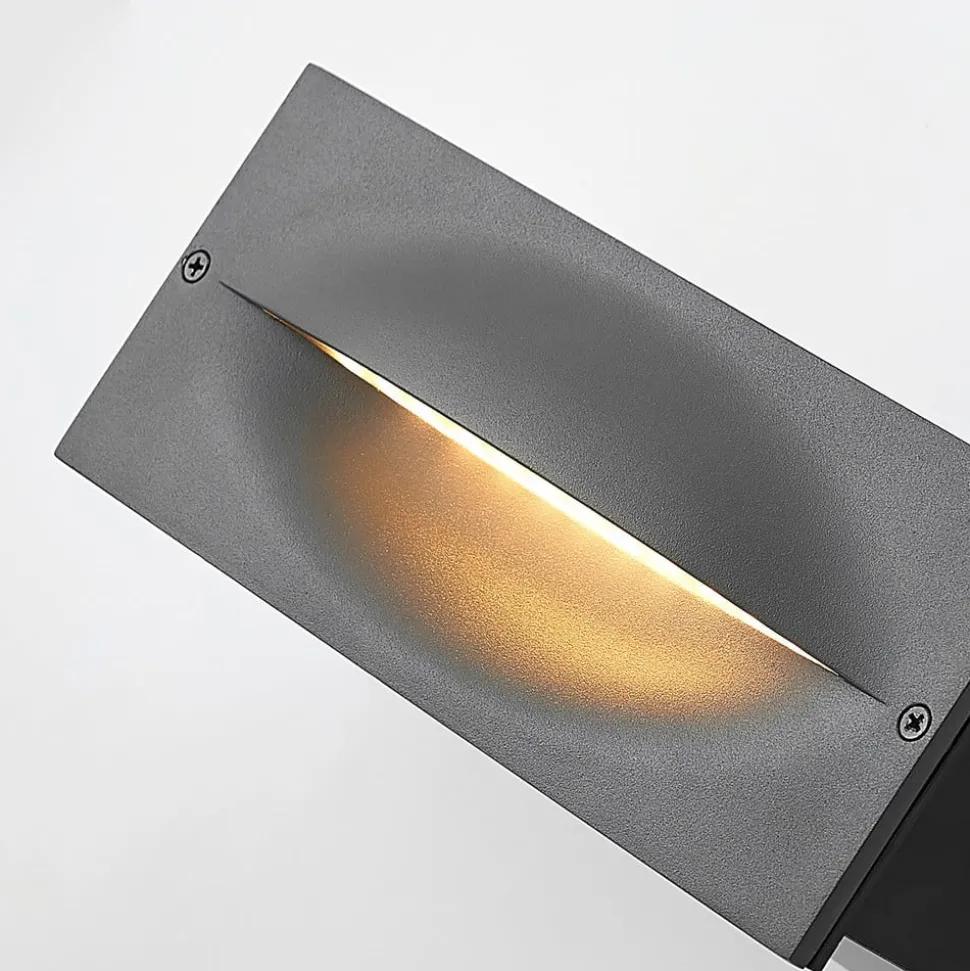 Lucande LED wand inbouwlamp Zandro, 25 cm, antraciet, IP65