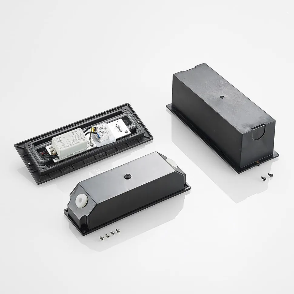 Lucande LED wand inbouwlamp Zandro, 25 cm, antraciet, IP65