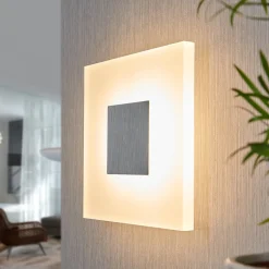 Lucande LED wandlamp Berlind, 26 cm, wit, glas, metaal