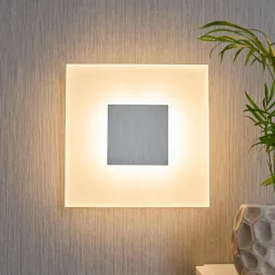 Lucande LED wandlamp Berlind, 26 cm, wit, glas, metaal