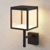 Lucande LED wandlamp Cube, antraciet, glas, 37cm, IP54
