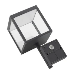 Lucande LED wandlamp Cube, antraciet, glas, 37cm, IP54