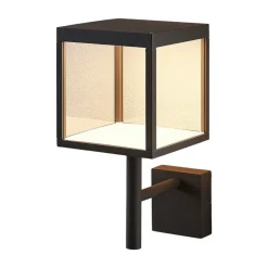 Lucande LED wandlamp Cube, antraciet, glas, 37cm, IP54