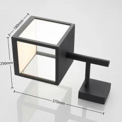 Lucande LED wandlamp Cube, antraciet, glas, 37cm, IP54