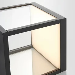 Lucande LED wandlamp Cube, antraciet, glas, 37cm, IP54