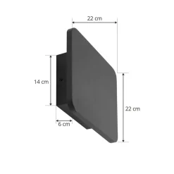 Lucande LED wandlamp Elrik, zwart, 22 cm hoog, metaal