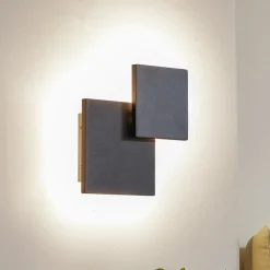 Lucande LED wandlamp Elrik, zwart, 27 cm hoog, metaal