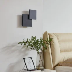 Lucande LED wandlamp Elrik, zwart, 27 cm hoog, metaal