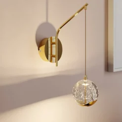 Lucande LED wandlamp Hayley, goudkleurig, glas, 34 cm hoog