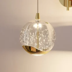 Lucande LED wandlamp Hayley, goudkleurig, glas, 34 cm hoog