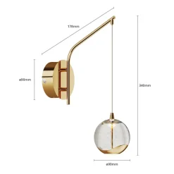 Lucande LED wandlamp Hayley, goudkleurig, glas, 34 cm hoog