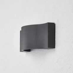 Lucande LED wandlamp Jace, antraciet, metaal, 28cm, IP54