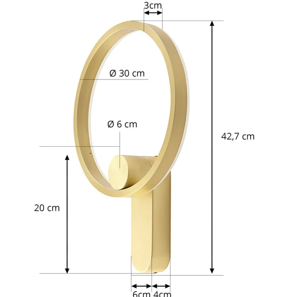 Lucande LED wandlamp Jekta, indirect, messing, dimbaar