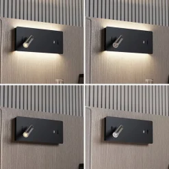 Lucande LED wandlamp Kimo, 32 cm, zwart, aluminium, USB