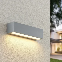 Lucande LED wandlamp Lengo, 25 cm, zilver, 1-lamp, IP65