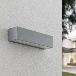 Lucande LED wandlamp Lengo, 25 cm, zilver, 1-lamp, IP65