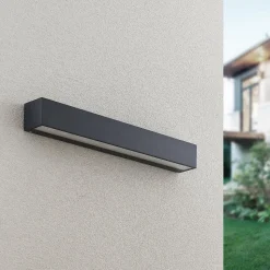 Lucande LED wandlamp Lengo, 50cm, antraciet, down, 3.000K