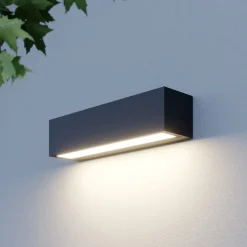 Lucande LED wandlamp Lengo, 25 cm, antraciet, down, 3000K