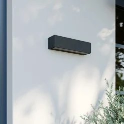 Lucande LED wandlamp Lengo, 25 cm, antraciet, down, 3000K