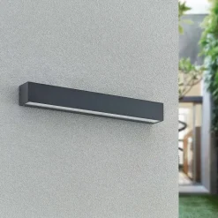 Lucande LED wandlamp Lengo, 50 cm, antraciet, down, CCT