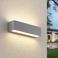 Lucande LED wandlamp Lengo, 25 cm, zilver, 2-lamps, IP65