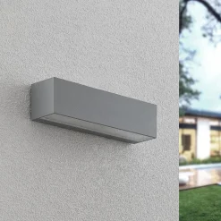 Lucande LED wandlamp Lengo, 25 cm, zilver, 2-lamps, IP65