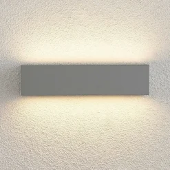 Lucande LED wandlamp Lengo, 25 cm, zilver, 2-lamps, IP65