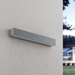 Lucande LED wandlamp Lengo, 50 cm, zilver, 1-lamp, IP65