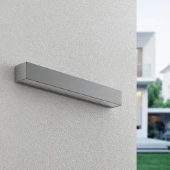 Lucande LED wandlamp Lengo, 50 cm, zilver, 2-lamps, IP65