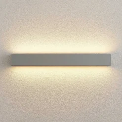 Lucande LED wandlamp Lengo, 50 cm, zilver, 2-lamps, IP65