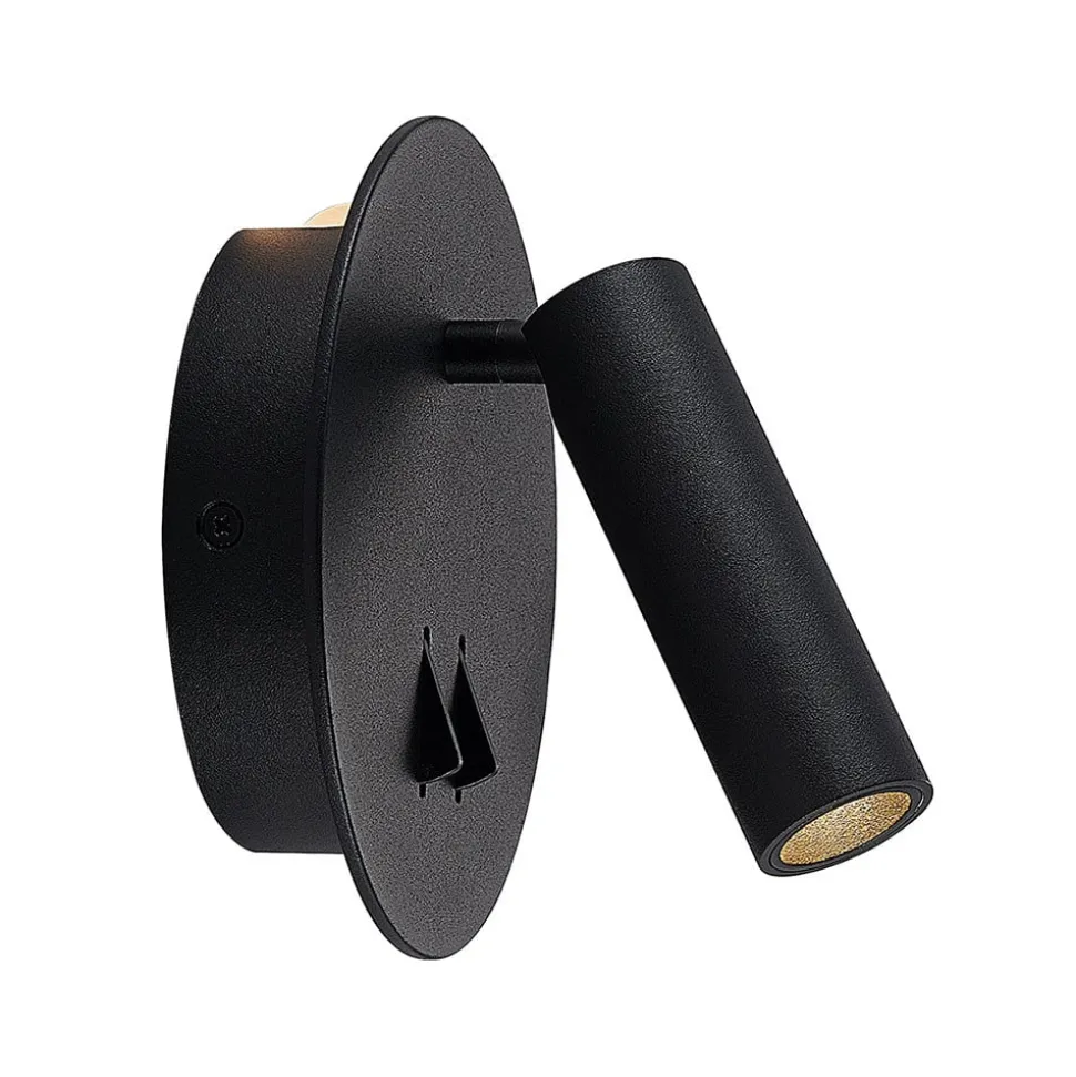 Lucande LED wandlamp Magya, zwart 2-lamps, rond