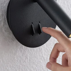 Lucande LED wandlamp Magya, zwart 2-lamps, rond