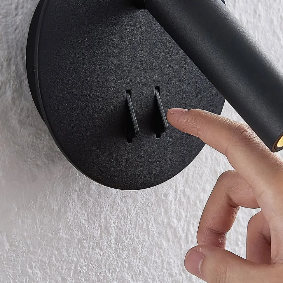 Lucande LED wandlamp Magya, zwart 2-lamps, rond