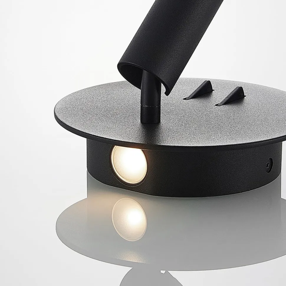 Lucande LED wandlamp Magya, zwart 2-lamps, rond