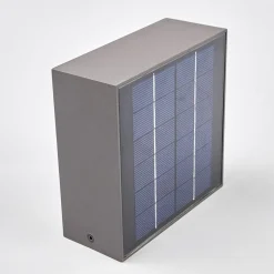 Lucande LED wandlamp op zonne-energie Mahra, antraciet, metaal, sensor