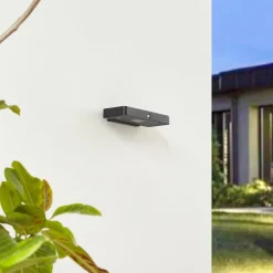 Lucande LED wandlamp Tavon, hoekig, zwart, sensor