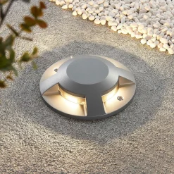 Lucande LED-grondspot Jeffrey, zilver, 4 lichtuitgangen