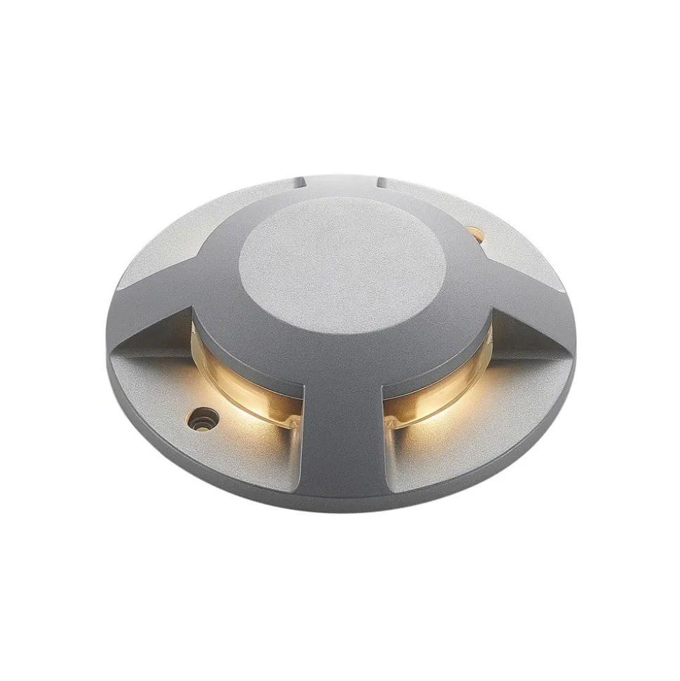 Lucande LED-grondspot Jeffrey, zilver, 4 lichtuitgangen