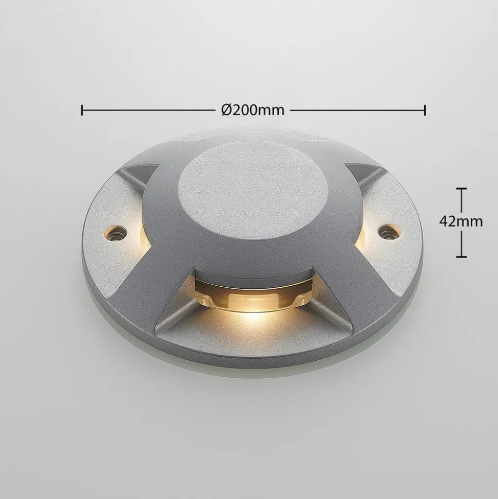 Lucande LED-grondspot Jeffrey, zilver, 4 lichtuitgangen
